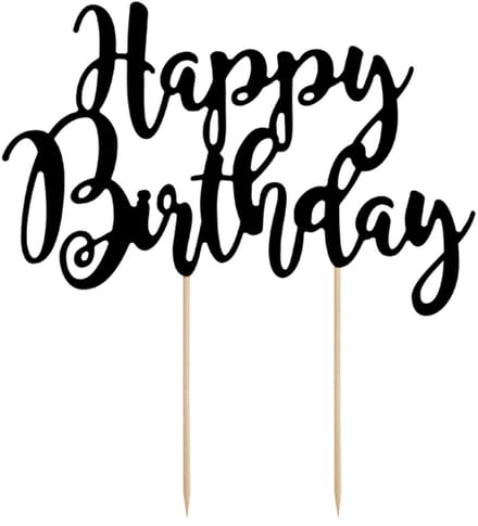 PartyDeco Cake Topper Happy Birthday Zwart