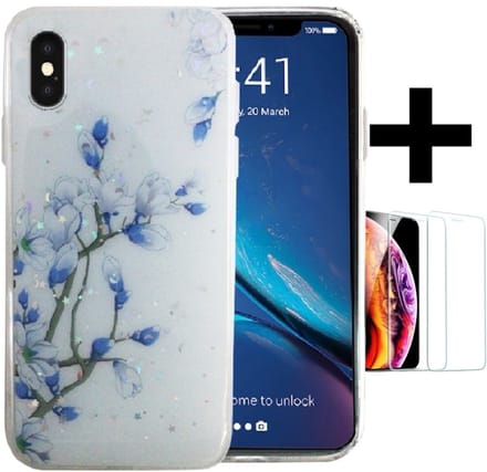 Hoesje Geschikt voor Apple iPhone XS Max silicone/TPU back cover print/iphone xs max print achterkant + gratis screenprotector (1)