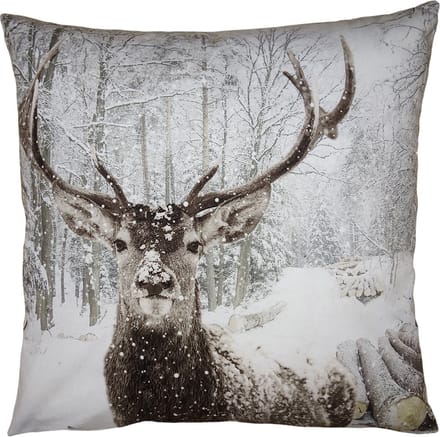 Clayre & Eef Kussenhoes 45x45 cm Bruin Wit Polyester Hert