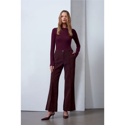 Dames Hoge Taille Wijde Pijpen Neplederen Broek
