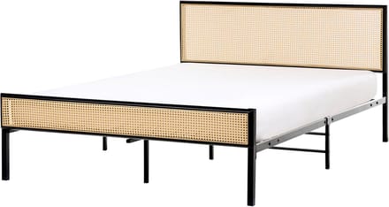 AVANTON - Tweepersoonsbed - Zwart - 140 x 200 cm - PE rotan