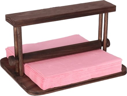 CM Servettenhouder - Rechthoek - hout - Donker bruin - 21 x 17 x 12 cm