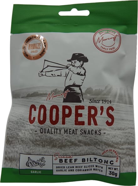 Cooper's Beef Biltong Garlic Flavour - 5 x 30 gram