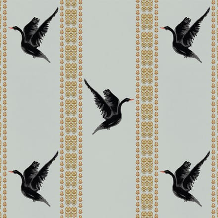 Behang Black Swan oud blauw