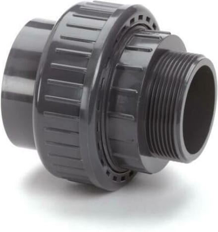 Druk PVC 3-delige koppeling - 25mm x 3/4 Buitendraad - 16 bar