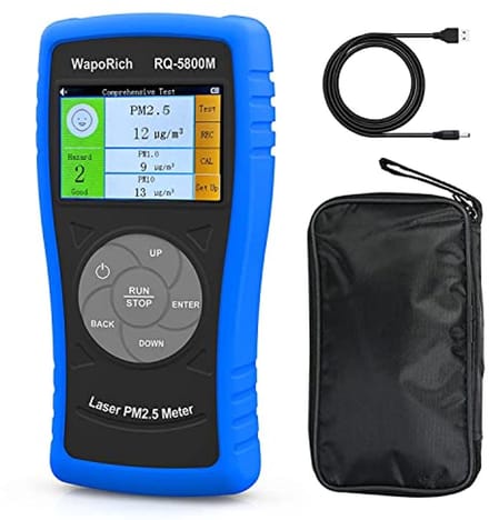 Luchtkwaliteitsmonitor voor binnenruimtes - PM2.5/PM10/PM1.0 sensor - Oplaadbare luchtkwaliteitssensor voor thuis, school, kantoor