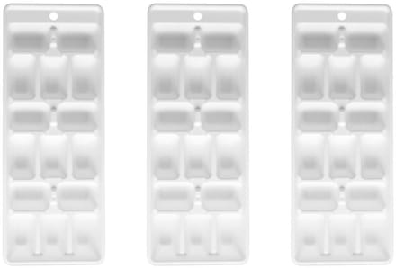 Set van 3 ijsblokjesbakjes van 15 ijsblokjes in wit plastic Fackelmann