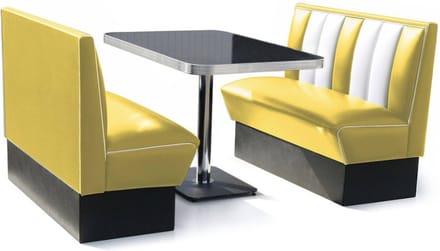 2 x Classic Dinerbooth Geel + Tafel
