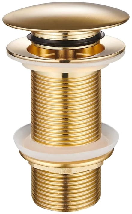 DutchLine Afvoerplug - Extra Lange Clickwaste 10cm – Geborsteld Messing Goud