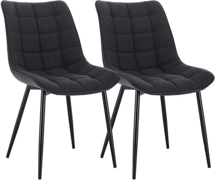 Eetkamerstoelen - Donkergrijs - Linnen - Met armleuning - Set van 2