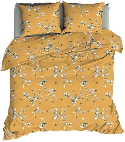 Romanette Geisha Dekbedovertrek - Extra breed - 260x200/220 cm - Oker
