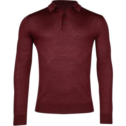 Thomas Maine Trui Merino Pullover Polo Single Knit Bordeaux Melange / male