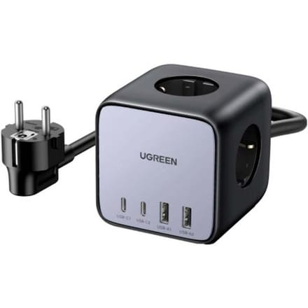 UGREEN DigiNest Cube USB-oplader 65 W Randaarde stopcontact, 2x USB-A, 2x USB-C USB PD 2.0, USB PD 3.0, PPS, QC 2.0, QC 3.0, QC 4+, Adaptive Fast