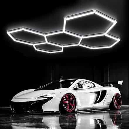 Hexagon LED Lamp - Honingraat Verlichting - Werkplaats Verlichten - Koppelbaar DIY Ontwerp - 5 Rasters - Wit