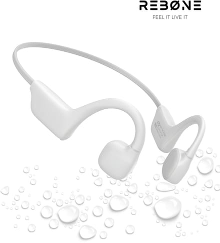 REBØNE® Core Bone Conduction Headphone – Sport Oortjes Draadloos – Open Ear Hardloop Oordopjes – Bluetooth – 9 uur speeltijd – IPX5 – Wit