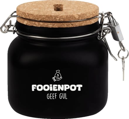 Spaarpot - Fooienpot, geef gul - Glas - 10,5x11x12,5cm