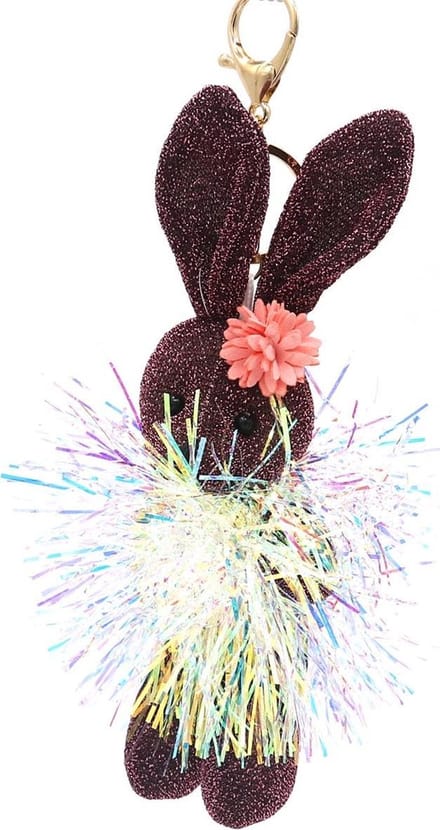 Sleutelhanger Konijn met Glitters - 15 cm - Donkerpaars
