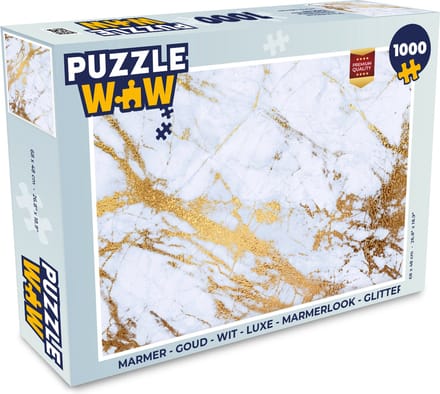 Puzzel Marmer - Goud - Wit - Luxe - Marmerlook - Glitter - Legpuzzel - Puzzel 1000 stukjes volwassenen