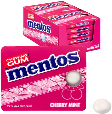 Mentos - Gum - Cherry - Blister - 12 stuks - Omdoos 8x