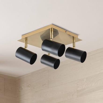 Näve Plafondspot Frida 4-lamps, messing/zwart