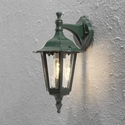 Konstsmide Firenze buitenwandlamp, groen, fitting onderaan, 36 cm
