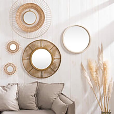 Ronde bamboe spiegel 70 cm - Verre|Bambou - SILUMEN