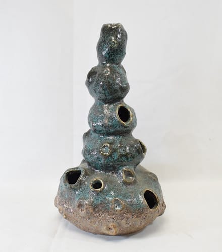 Daan Kromhout - vaas - koraal - Hoogte 31 cm - Ø 17 cm - groen - bruin