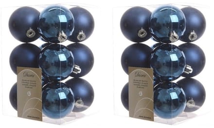 Decoris kerstballen - 24x st - donkerblauw - D6 cm - kunststof - mat/glans - kerstversiering