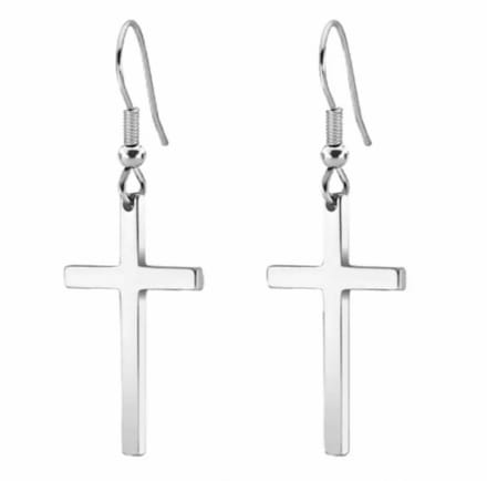 Oorbellen- Kruis- Zilver- 5 cm -Charme Bijoux