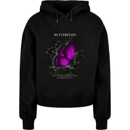 Dames Hoodie Oversized Merchcode Butterflies Organic