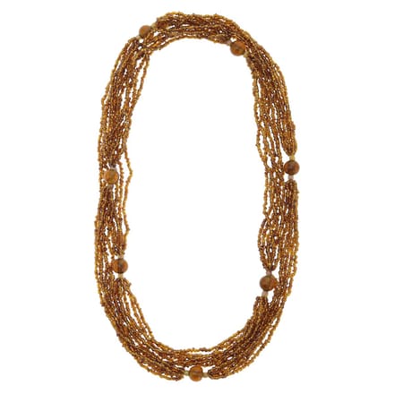 Behave – Lange kralenketting bruin – 120 cm boho look glaskralen
