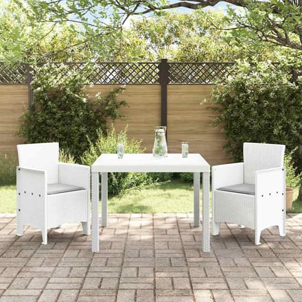 vidaXL - Tuin - Eettafel - Set - 3 - st - Wit - Polypropyleen