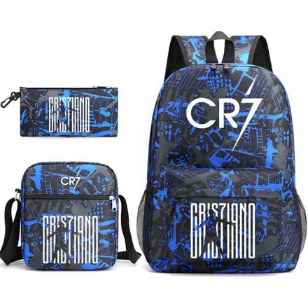 Grote schooltas met schouderband; studenten etui set van drie delen Cristiano ronaldo backpack