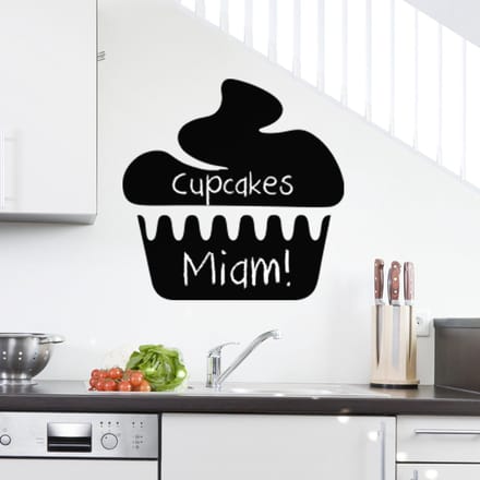 Schoolbordsticker - uitwisbare zelfklevende muurstickers - Cupcake-design - 40x40cm