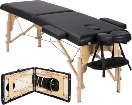 Inklapbare 2-zones massagetafel - Draagbaar en verstelbaar massagebed tot 250 kg