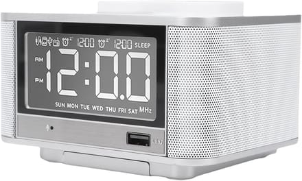 Bluetooth Luidspreker - Wekker Radio - Muziek Luisteren - Draadloos Opladen - 14 x 11 cm - Wit