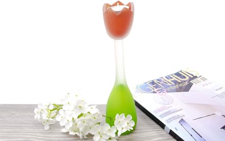 Mini Urn - Urn - Waxinelichthouder - Tulp - Rode Tulp met Groen