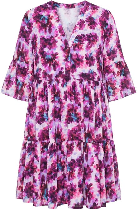 Studio Untold - Dames - Jurk A-lijn bloemen print volants - Blauwe munt - Maat 50+