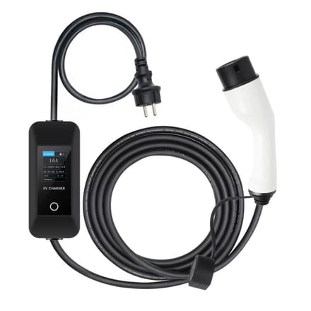 Draagbare EV Thuislader Type 2 | 3,5 kW | Waterdicht IP67 | 5m TPU-kabel | 1-fase | Laadstroom instelbaar (8A/10A/13A/16A) | Timerfunctie & Uitgestelde start | Met opbergtas