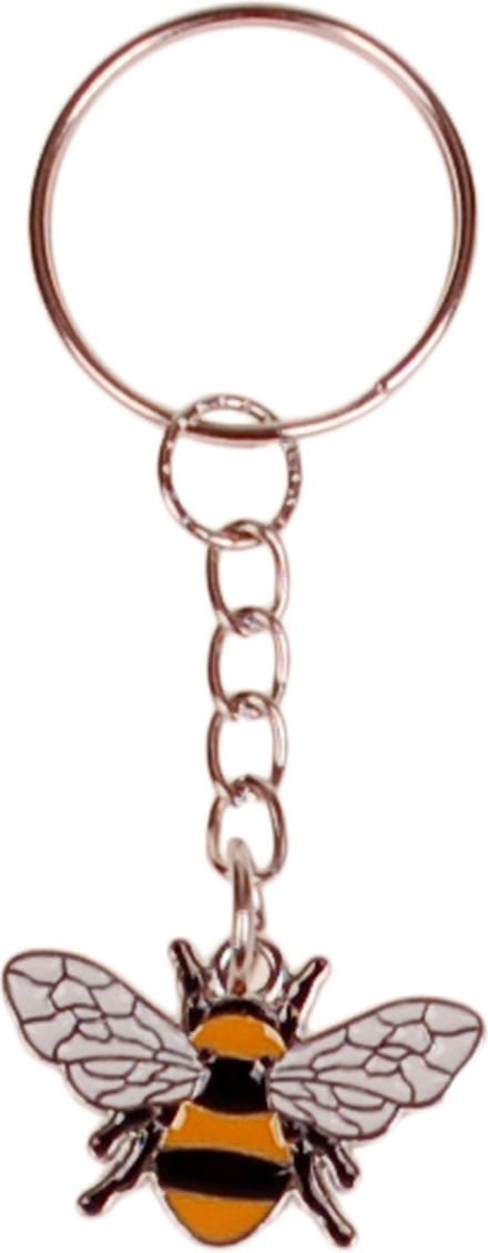 Sleutelhanger - Hangertje Emaille Bij Zilverkleurig 1,5x2,5cm