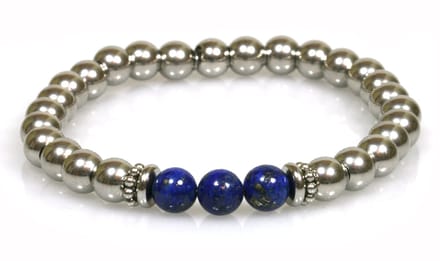 IbizaMen - Heren - armband - lapis lazuli - RVS - 21cm