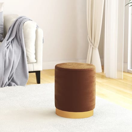vidaXL - Hocker - met - opbergruimte - rond - fluweel - 31 - x - 37 - cm - bruin