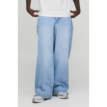 Essential Baggy Parachute Fit Rigid Washed Jeans | Light Blue | Size 46R