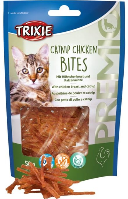 Trixie Catnip Chicken bites - kattensnoepjes - 5 zakjes van 50 gram -