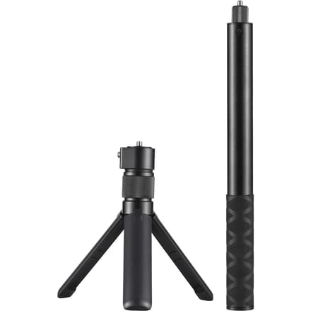 Uitschuifbare Onzichtbare Selfiestick Kit met Draaibare Handgreep Statief Aluminiumlegering 1/4 Inch Schroef zwart