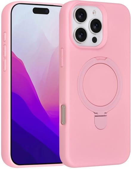 TUNIQ telefoonhoesje voor Apple iPhone 16 Pro Max - MagSafe met ringstand - Roze