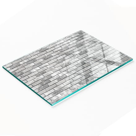 Keukenplank van gehard glas met decoratieve afbeelding van een bakstenen muur, 80x52 cm