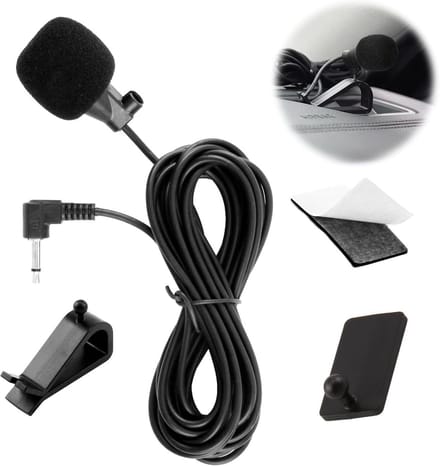 Draadloze Microfoon voor Auto met 3.5mm Jack, Externe Microfoon voor Autoradio's, Plug & Play, 2 meter Kabel, Geschikt voor Diverse Merken en Modellen