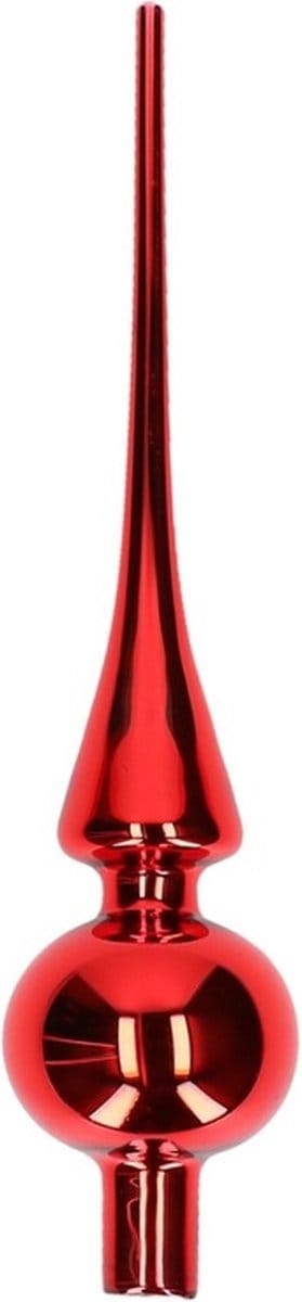 Decoris kerstboom piek - rood - glas - 26 cm - kerstboomversiering - kerstversiering