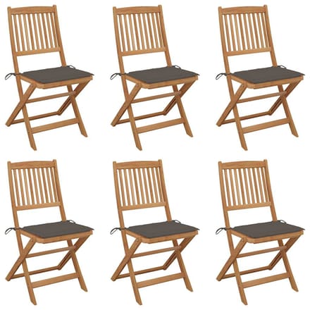 vidaXL - Inklapbare - stoelen - 6 - st - met - kussens - massief - acaciahout